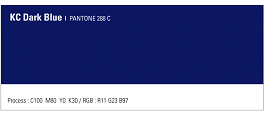KC Dark Blue : PANTONE 288C
          process : C : 100 %, M : 80 %, Y : 0 %, K : 30 %